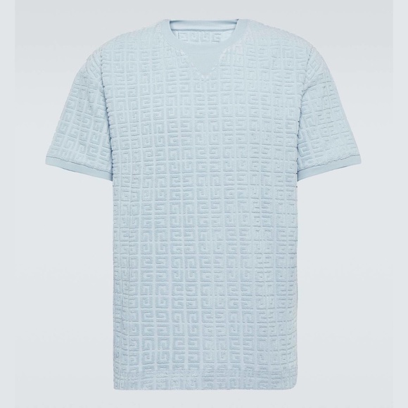 size 3XL Givenchy Terry 4G T-Shirt Blue Cotton Blend Jacquard - Picture 1 of 9